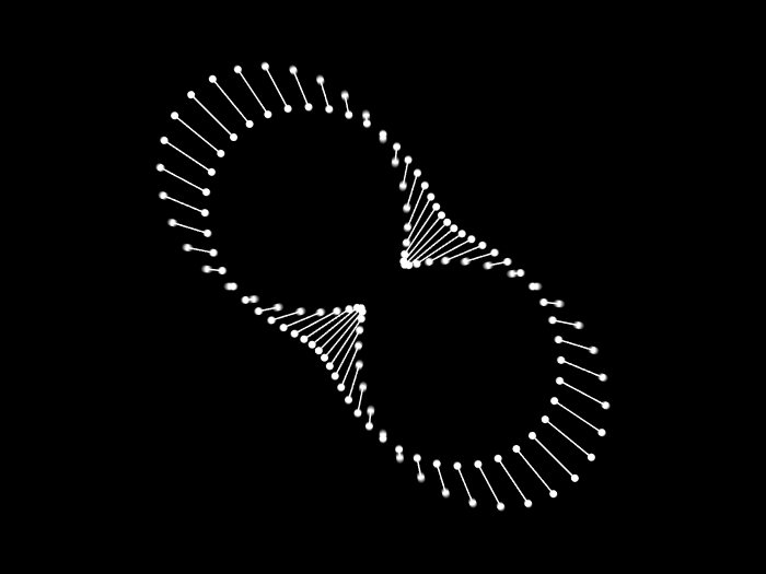幾何学模様のデザイン：回転するヒョウタン形