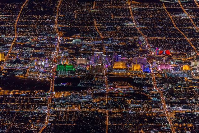 ラスベガスの夜景（都市の上空写真）