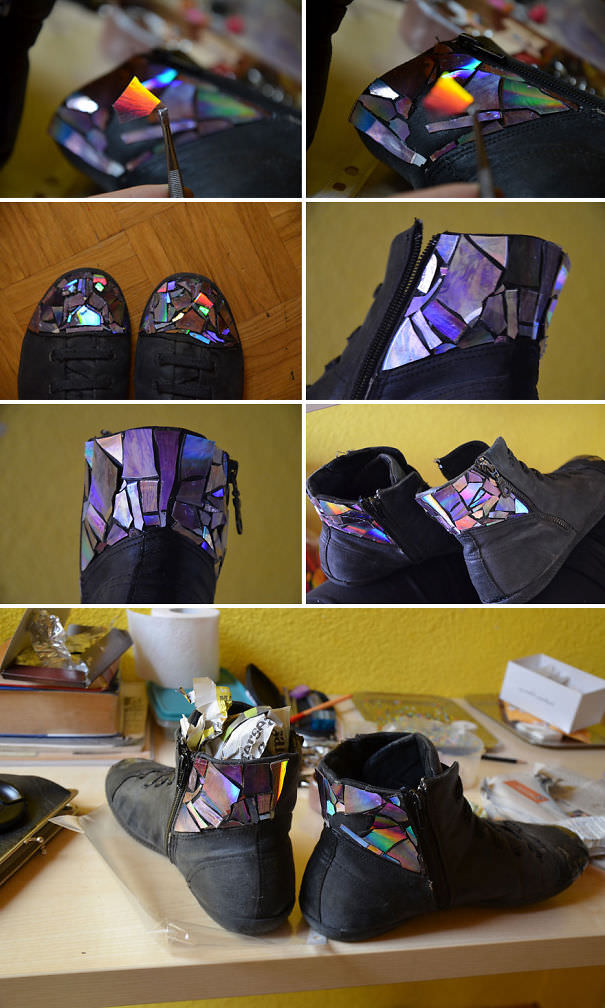 CD工作（リサイクル）：キラキラ飾りのついた靴（ヒール）